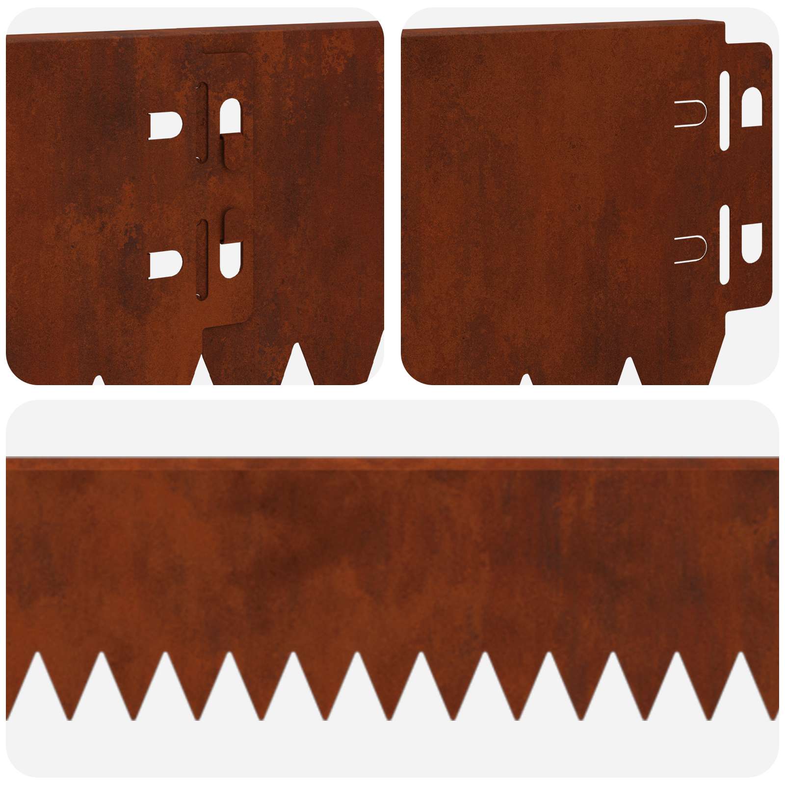 Lawn Edge with Bent Top 10 pcs 103x10cm Steel Rusty