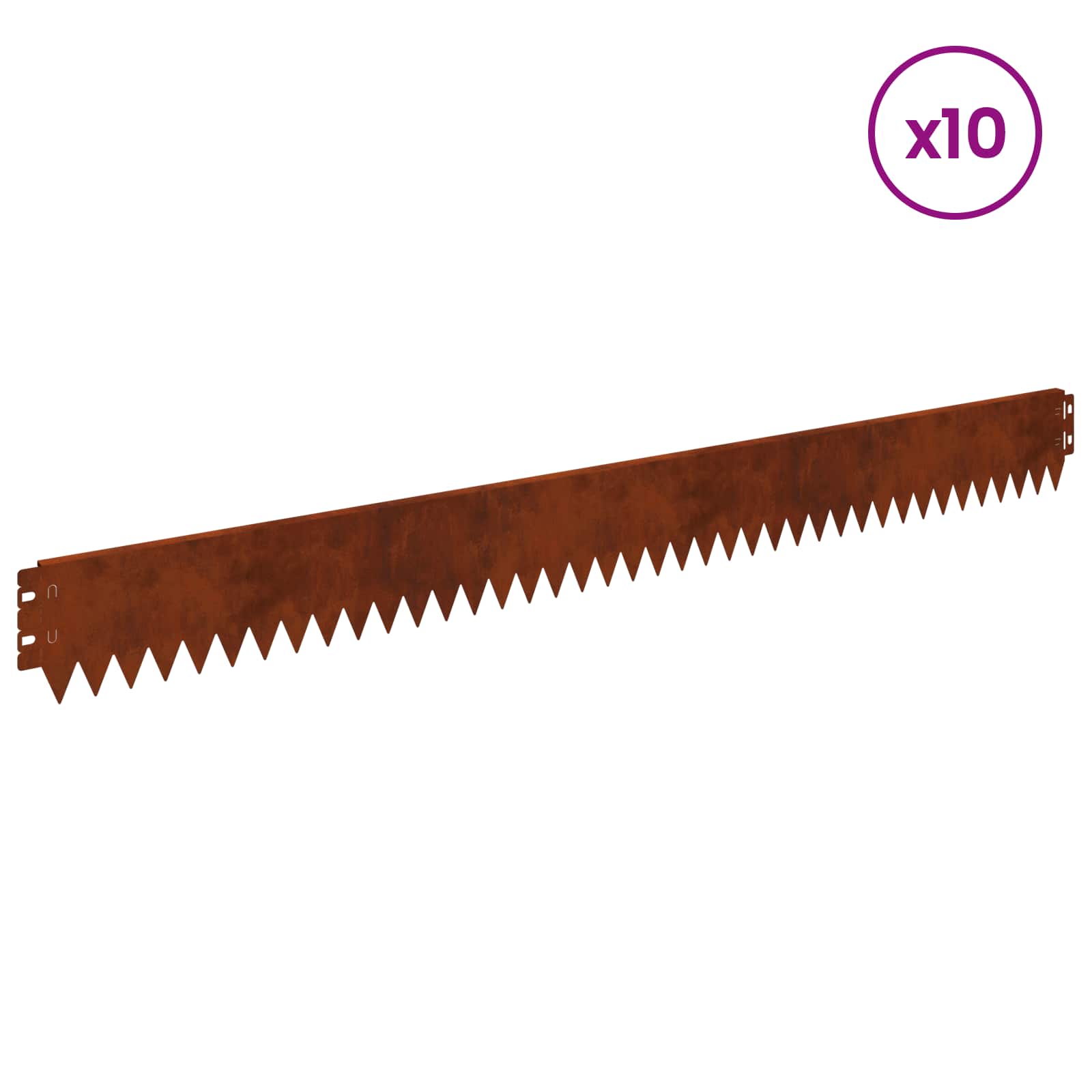 Lawn Edge with Bent Top 10 pcs 103x10cm Steel Rusty