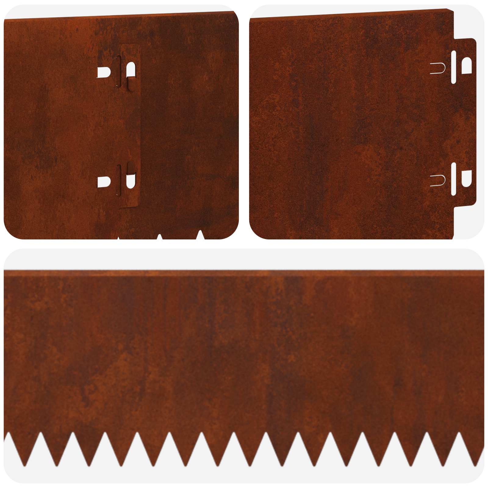 Lawn Edge with Bent Top 10 pcs 103x15cm Steel Rusty