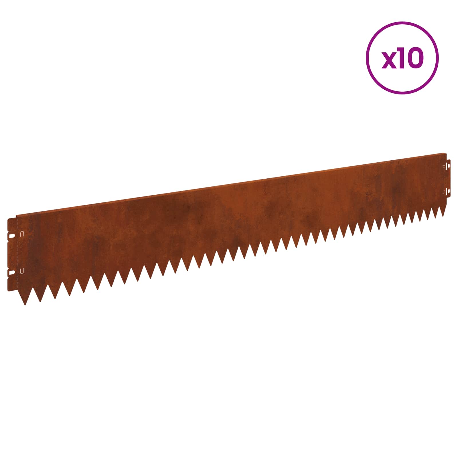 Lawn Edge with Bent Top 10 pcs 103x15cm Steel Rusty