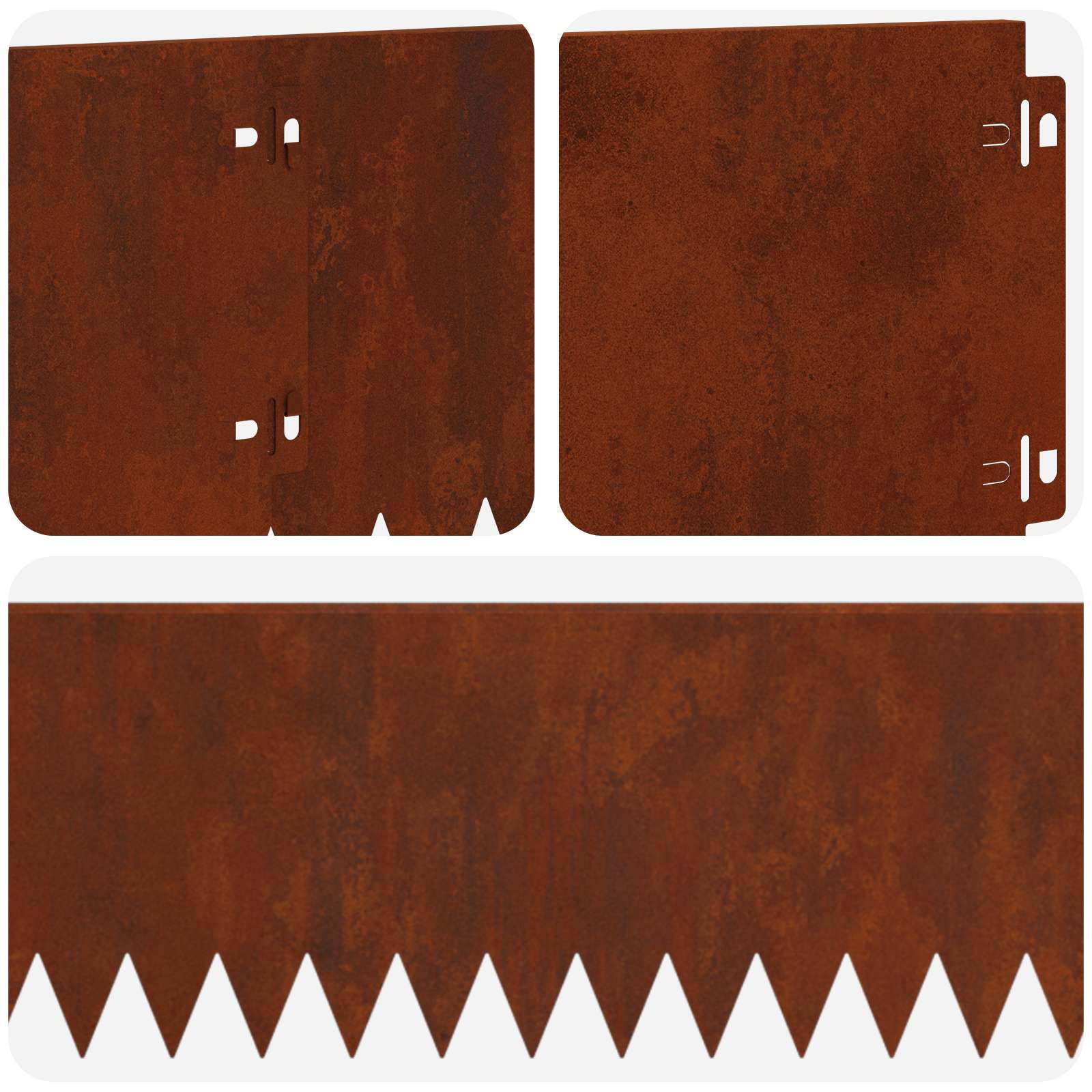 Lawn Edge with Bent Top 10 pcs 103x20cm Steel Rusty