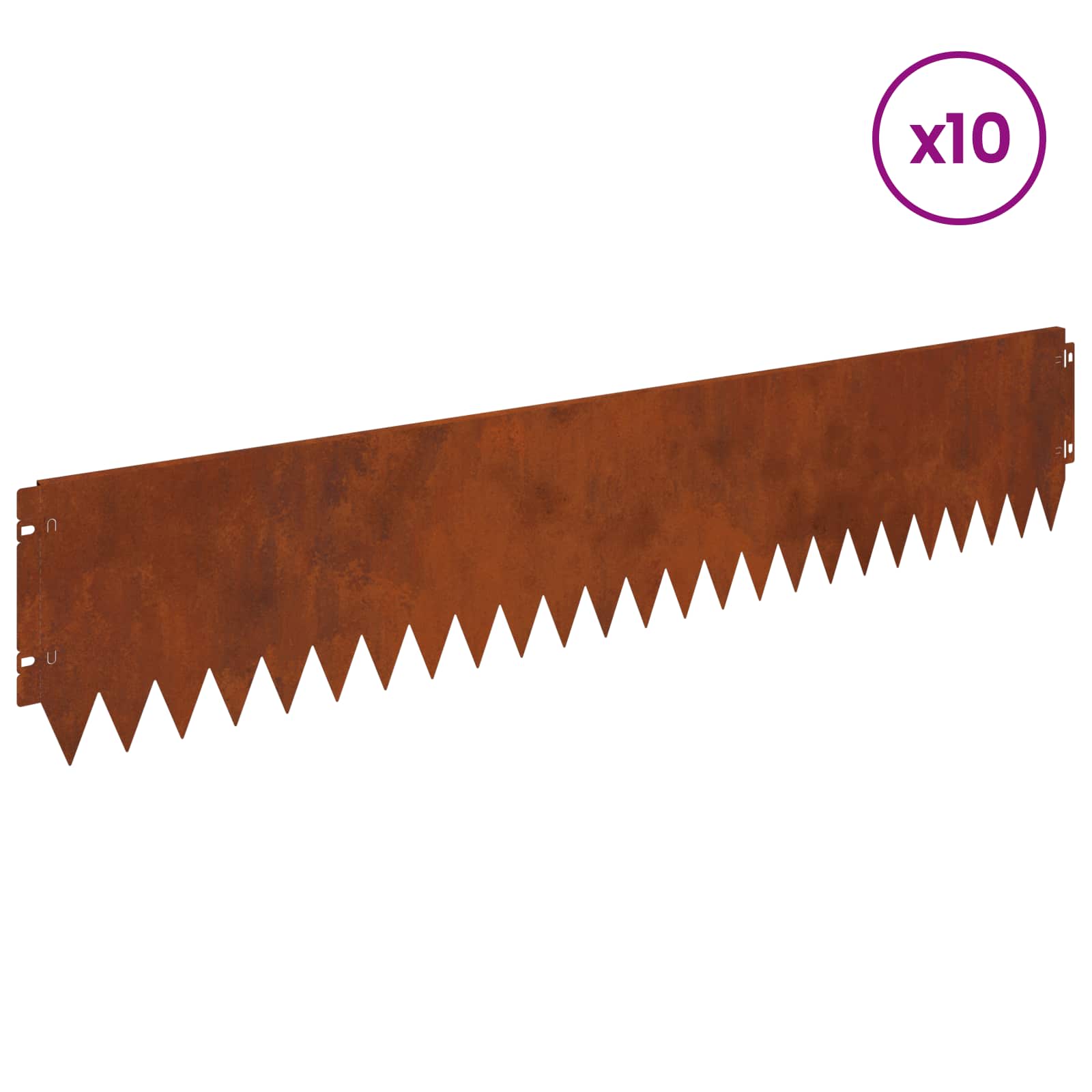 Lawn Edge with Bent Top 10 pcs 103x20cm Steel Rusty