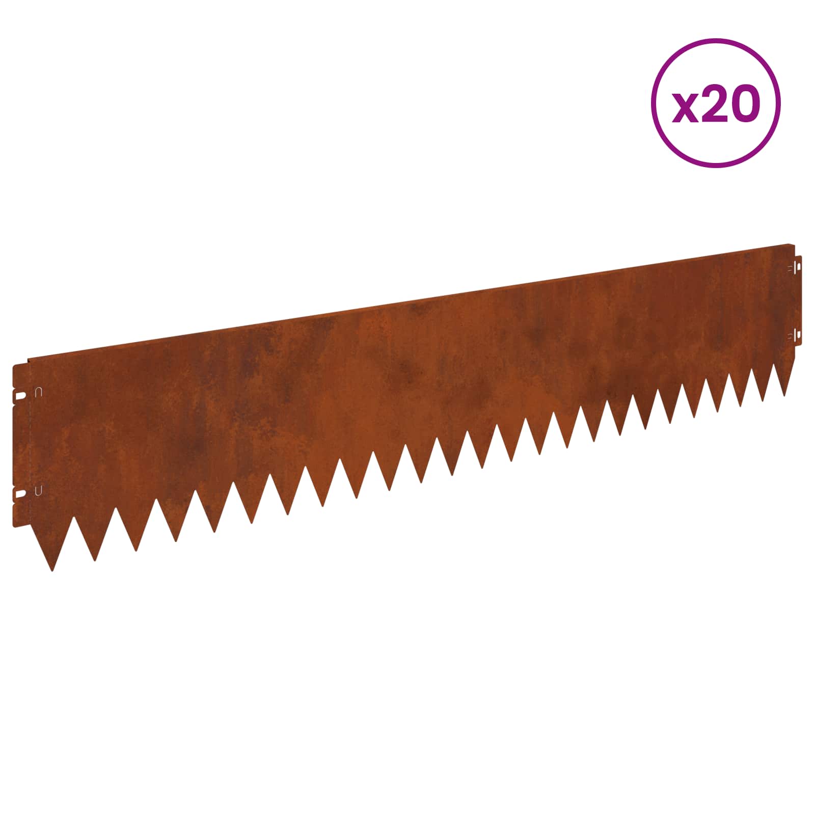 Lawn Edge with Bent Top 20 pcs 103x20cm Steel Rusty