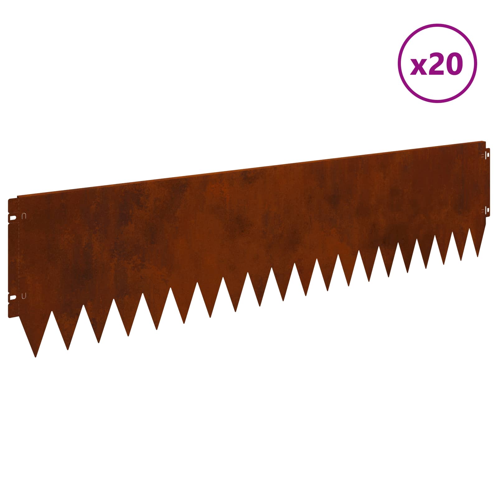 Lawn Edging 20 pcs 103 x 25 cm Steel Rusty