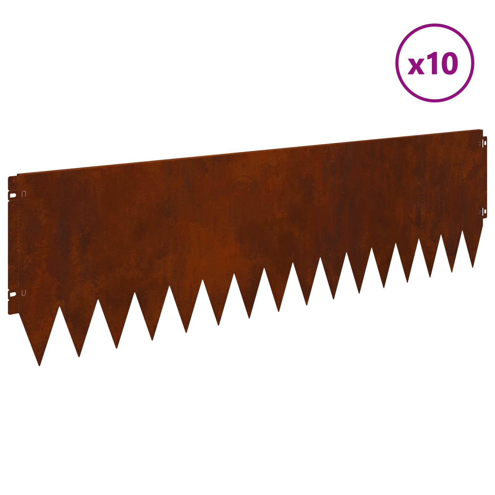 Lawn Edging 10 pcs 103 x 30 cm Steel Rusty
