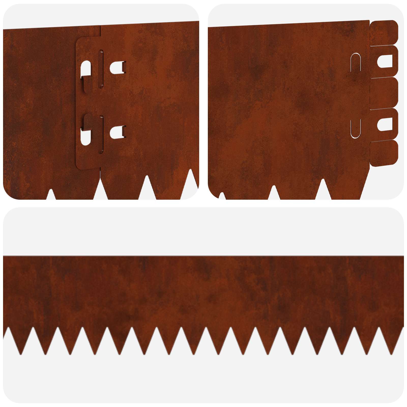 Lawn Edge with Top Fold 10 pcs 103x10cm Steel Rusty