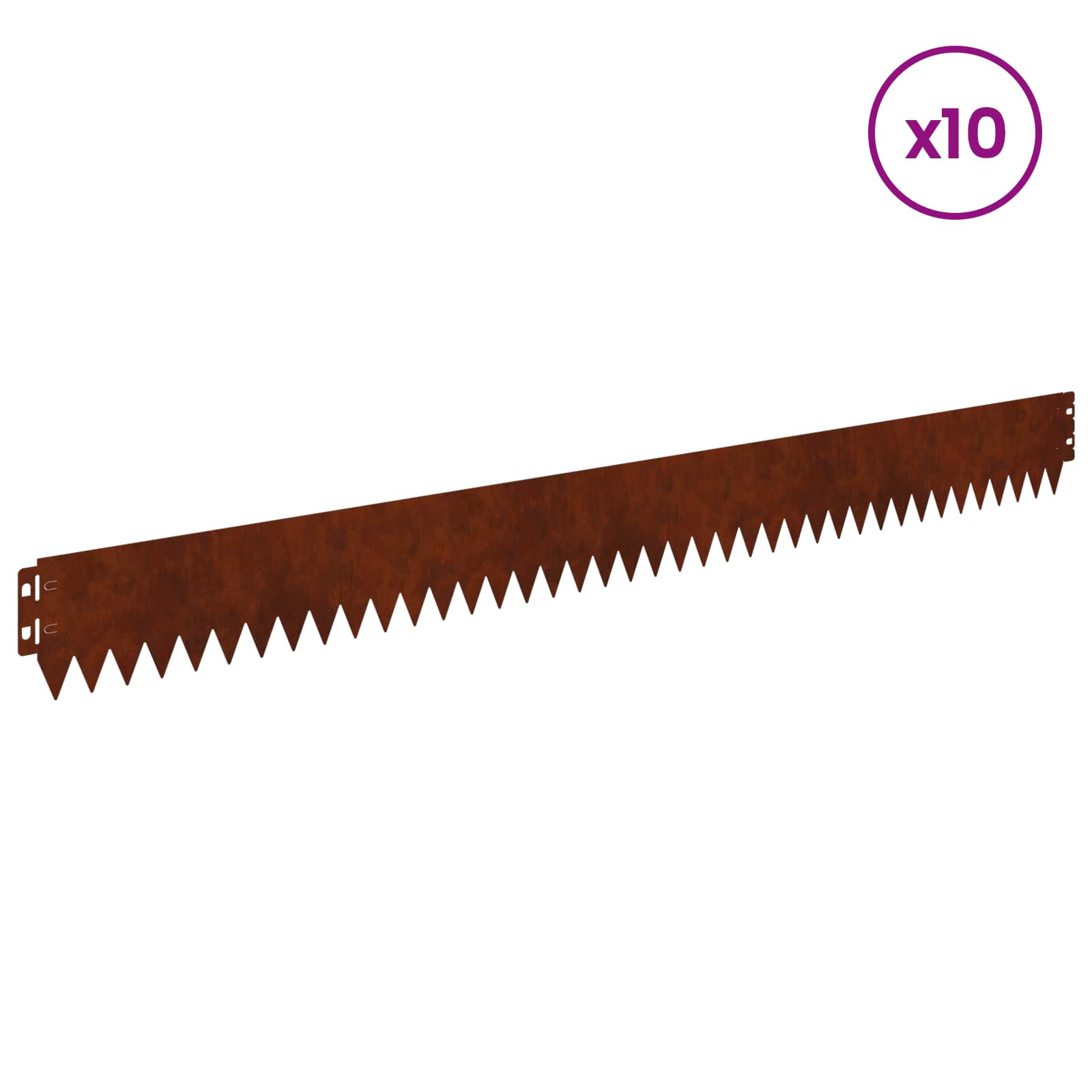 Lawn Edge with Top Fold 10 pcs 103x10cm Steel Rusty