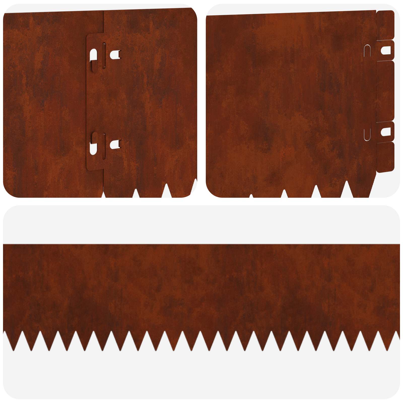 Lawn Edging 20 pcs 103 x 15 cm Steel Rusty