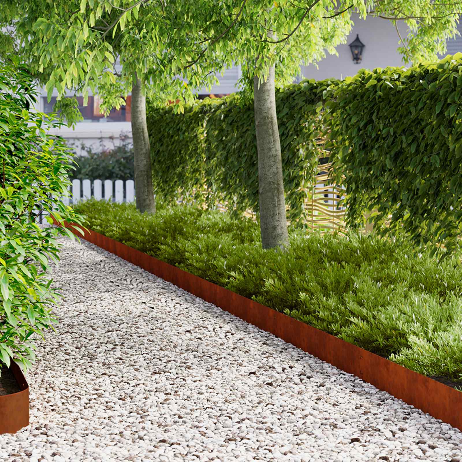 Lawn Edge with Top Fold 20 pcs 103x15cm Steel Rusty