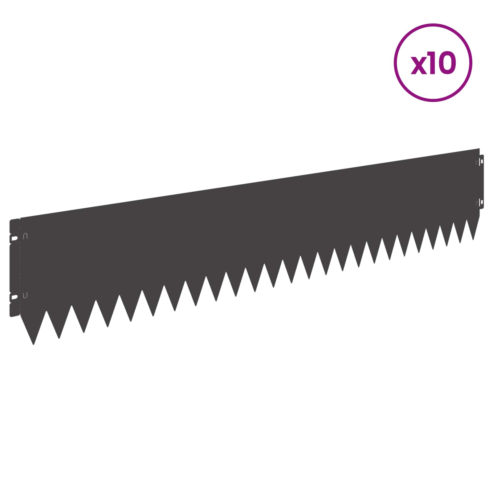 Lawn Edging 10 pcs 103 x 20 cm Steel Black