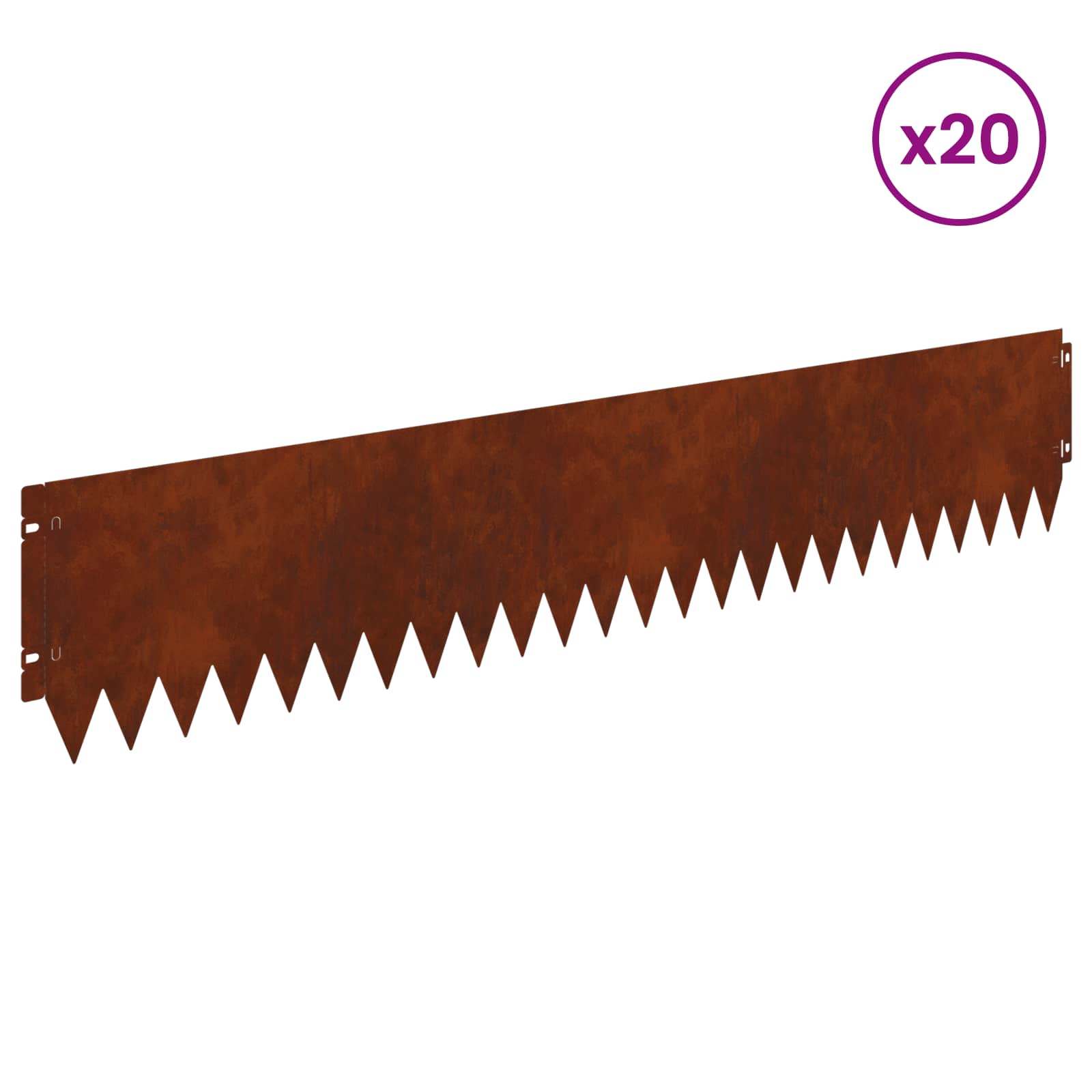 Lawn Edging 20 pcs 103 x 20 cm Steel Rusty