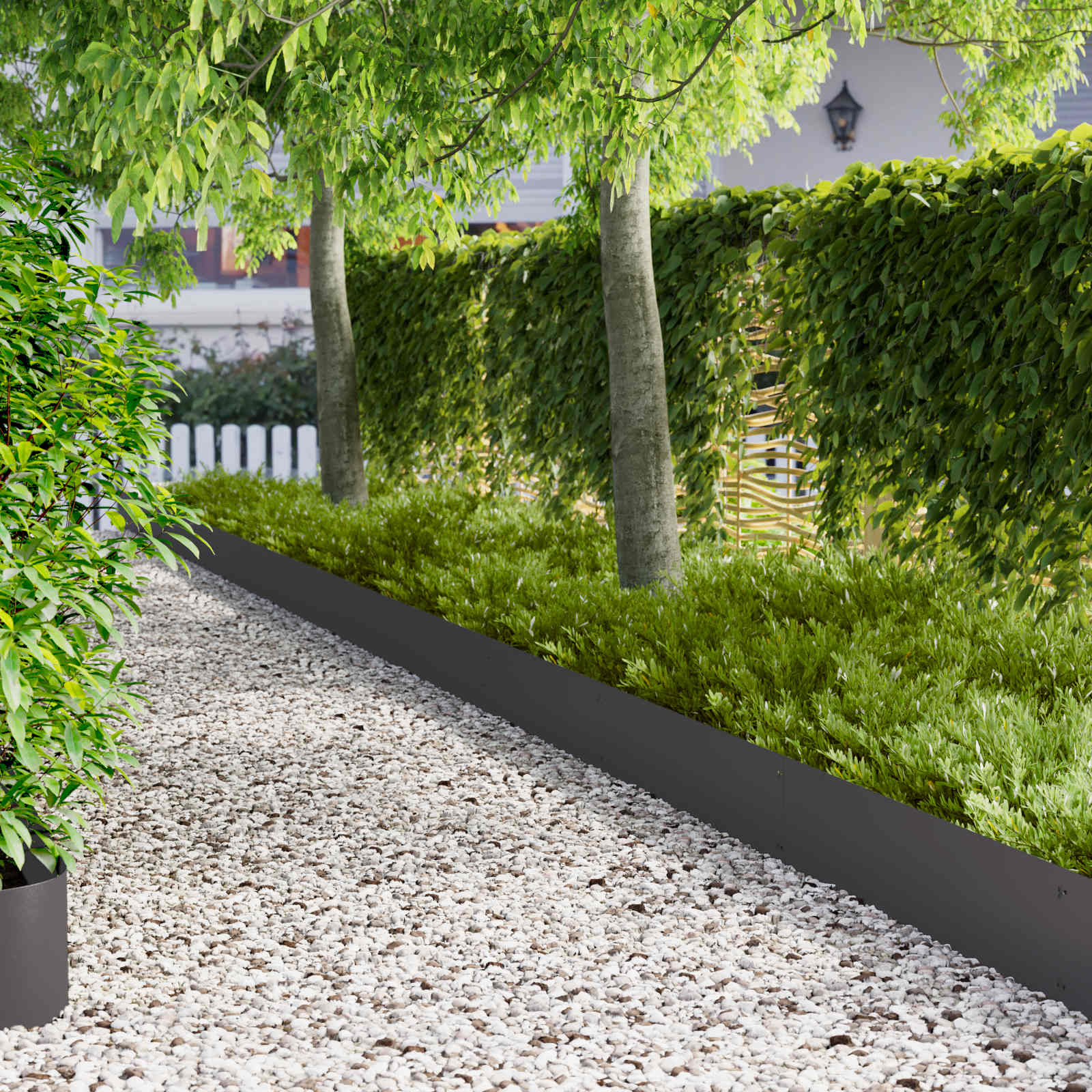 Lawn Edging 20 pcs 103 x 25 cm Steel Black