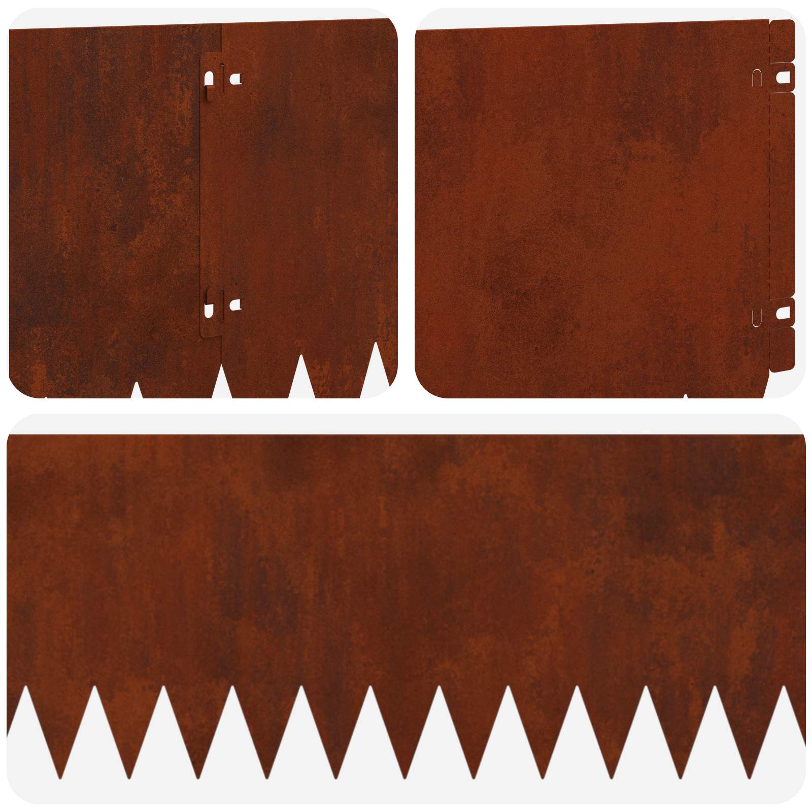 Lawn Edging 10 pcs 103 x 25 cm Steel Rusty