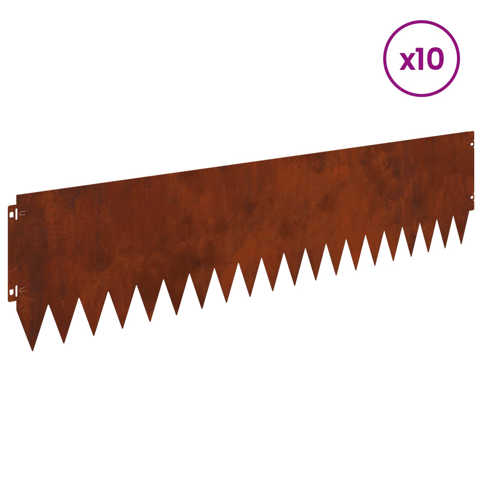 Lawn Edging 10 pcs 103 x 25 cm Steel Rusty