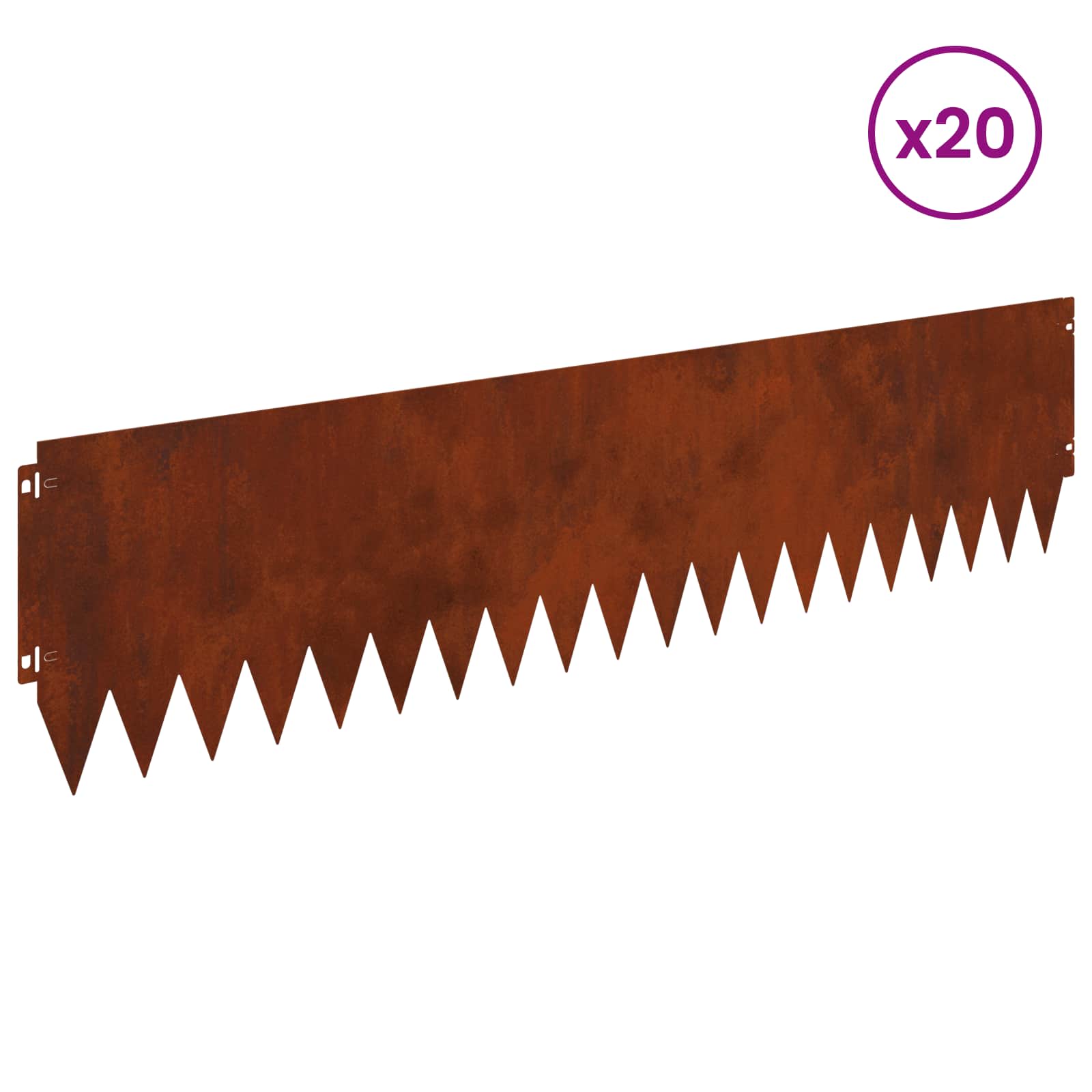 Lawn Edging 20 pcs 103 x 25 cm Steel Rusty