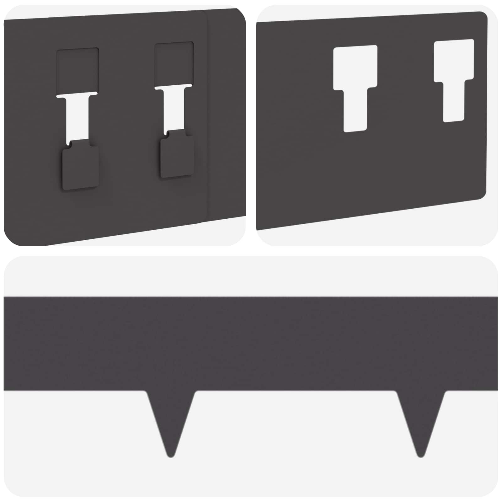 Lawn Edging 10 pcs 100 x 12 cm Steel Black