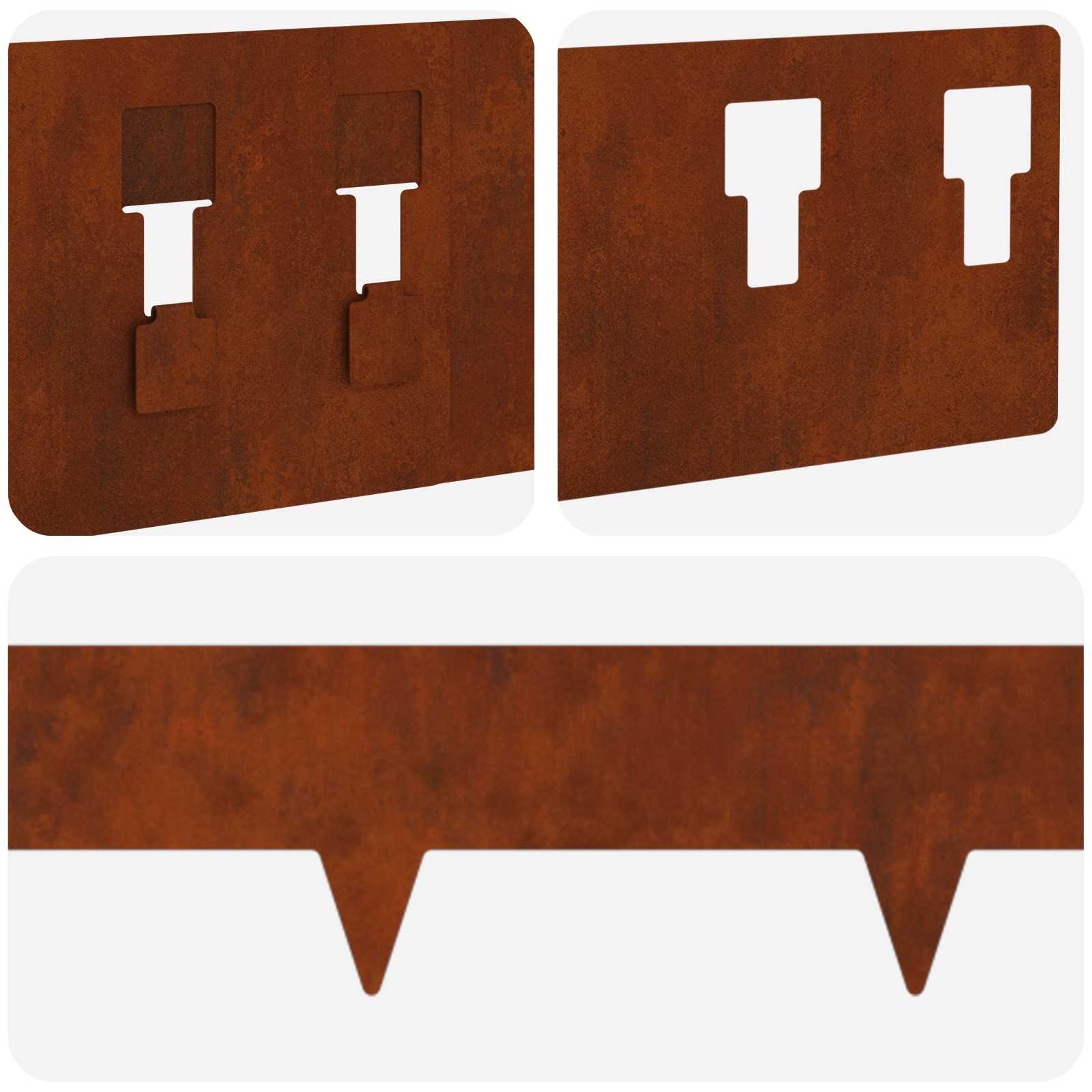Lawn Edge with Sharp Points 10 pcs 100x12cm Steel Rusty
