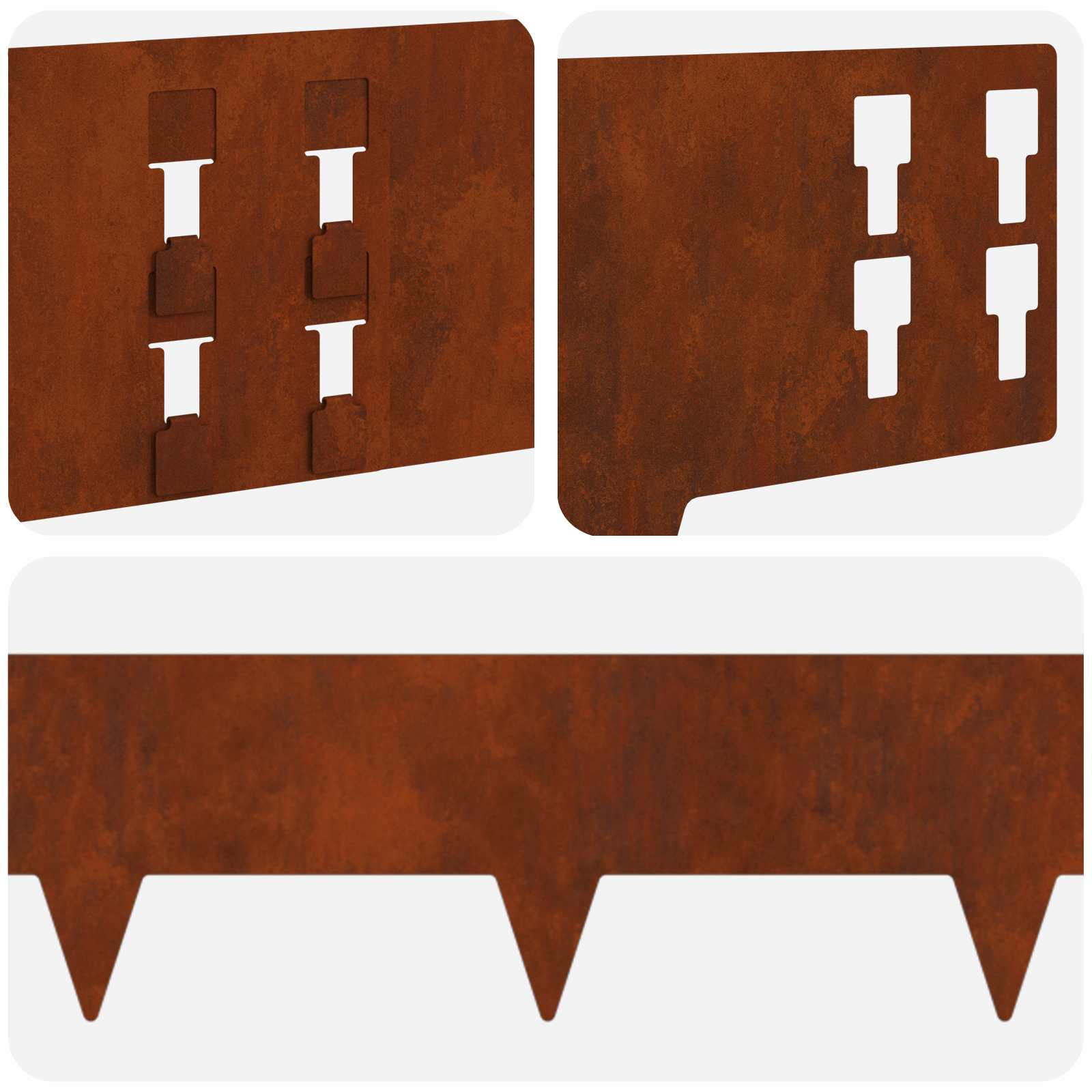 Lawn Edge with Sharp Points 10 pcs 100x15cm Steel Rusty