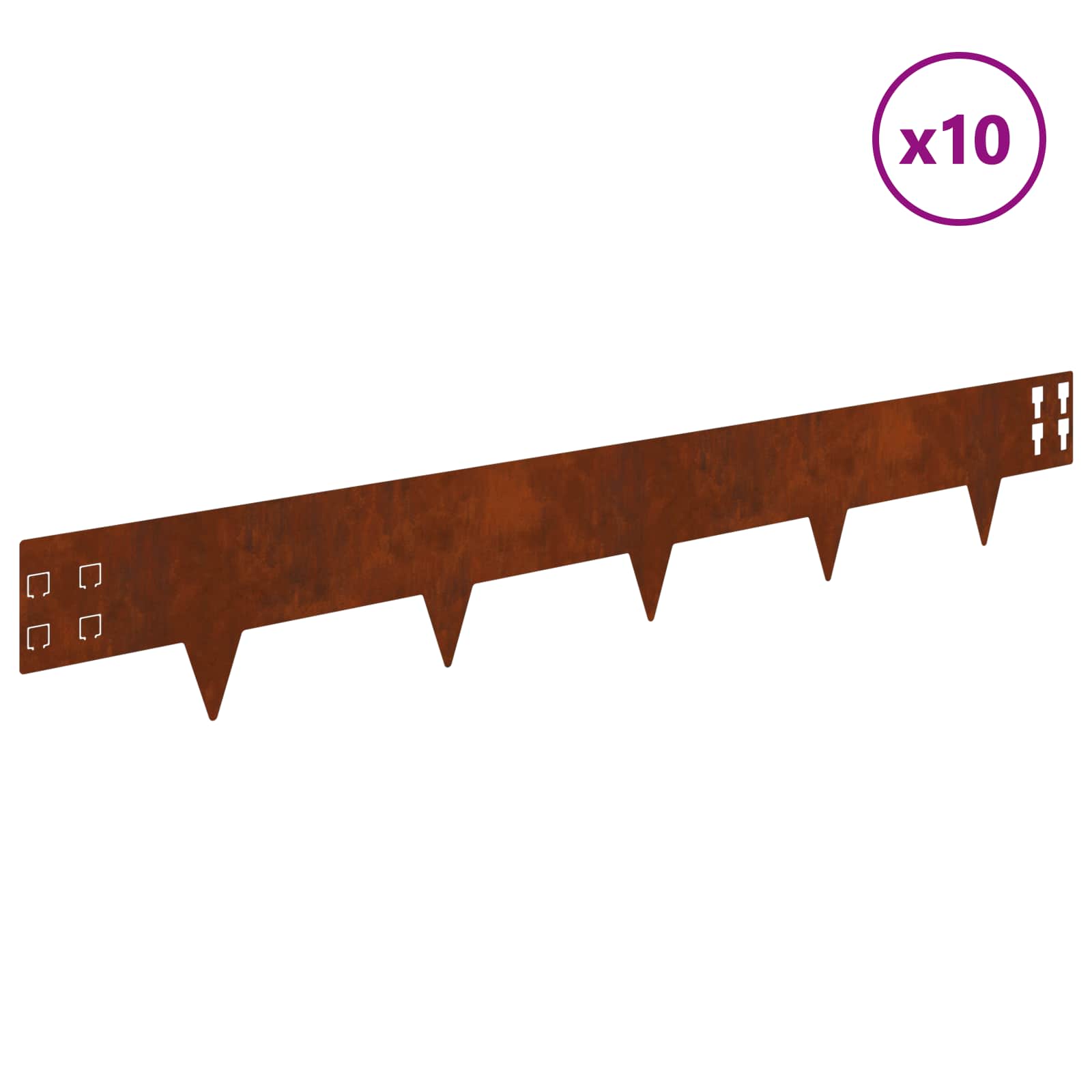 Lawn Edge with Sharp Points 10 pcs 100x15cm Steel Rusty