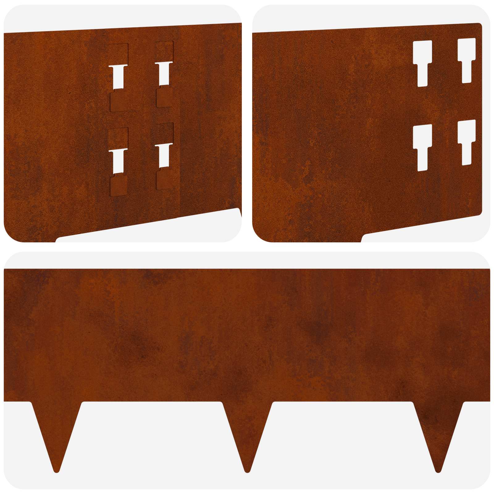 Lawn Edging 10 pcs 100 x 20 cm Steel Rusty