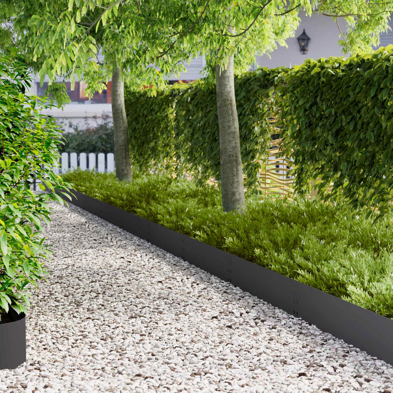 Lawn Edging 20 pcs 100 x 25 cm Steel Black