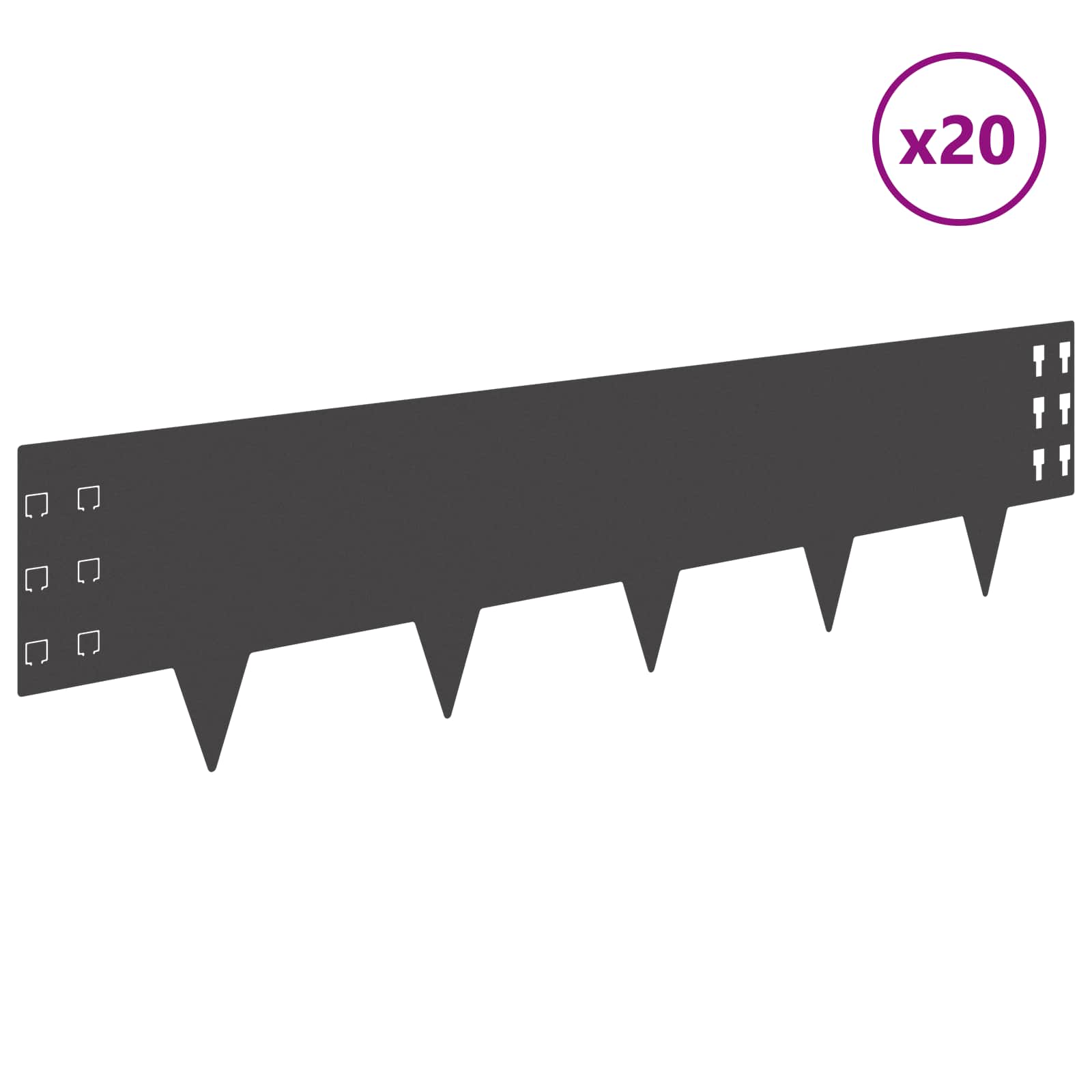 Lawn Edging 20 pcs 100 x 25 cm Steel Black