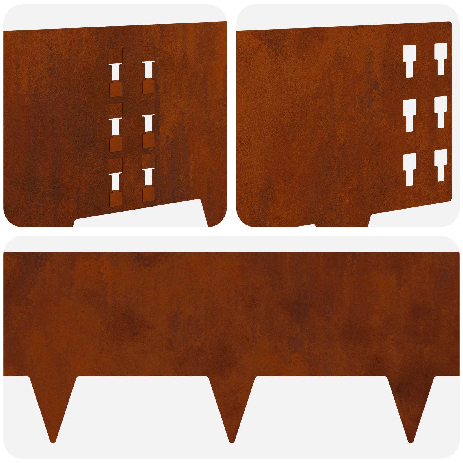 Lawn Edging 20 pcs 100 x 25 cm Steel Rusty