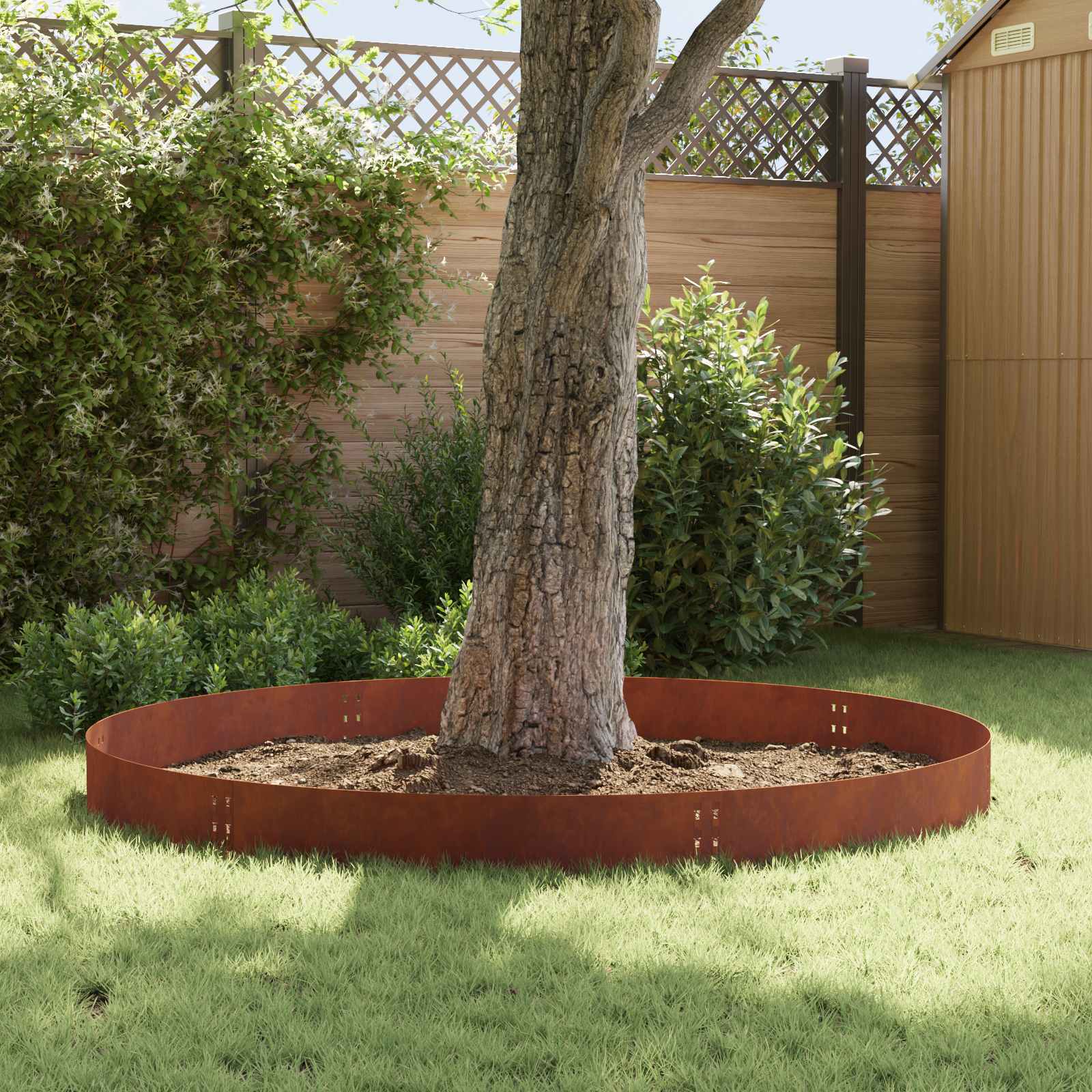 Lawn Edging 20 pcs 100 x 25 cm Steel Rusty