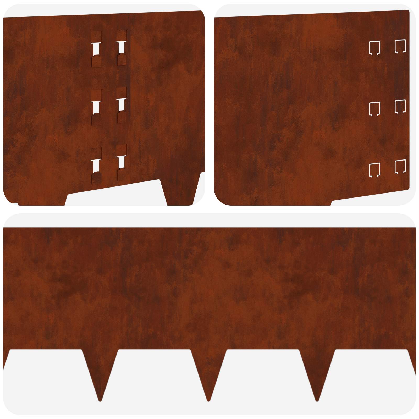 Lawn Edging 10 pcs 100 x 30 cm Steel Rusty