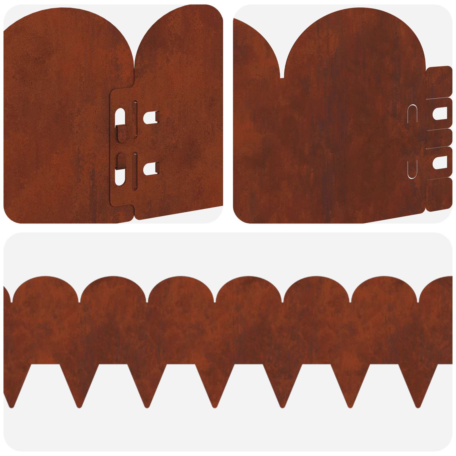 Lawn Edge Sharp&Round Top 20 pcs 103x15cm Steel Rusty