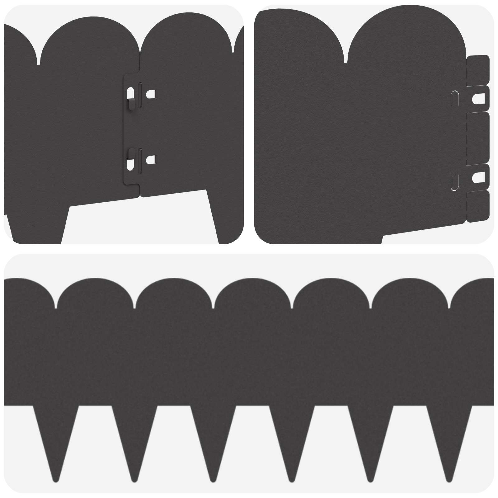 Lawn Edging 10 pcs 103 x 20 cm Steel Black