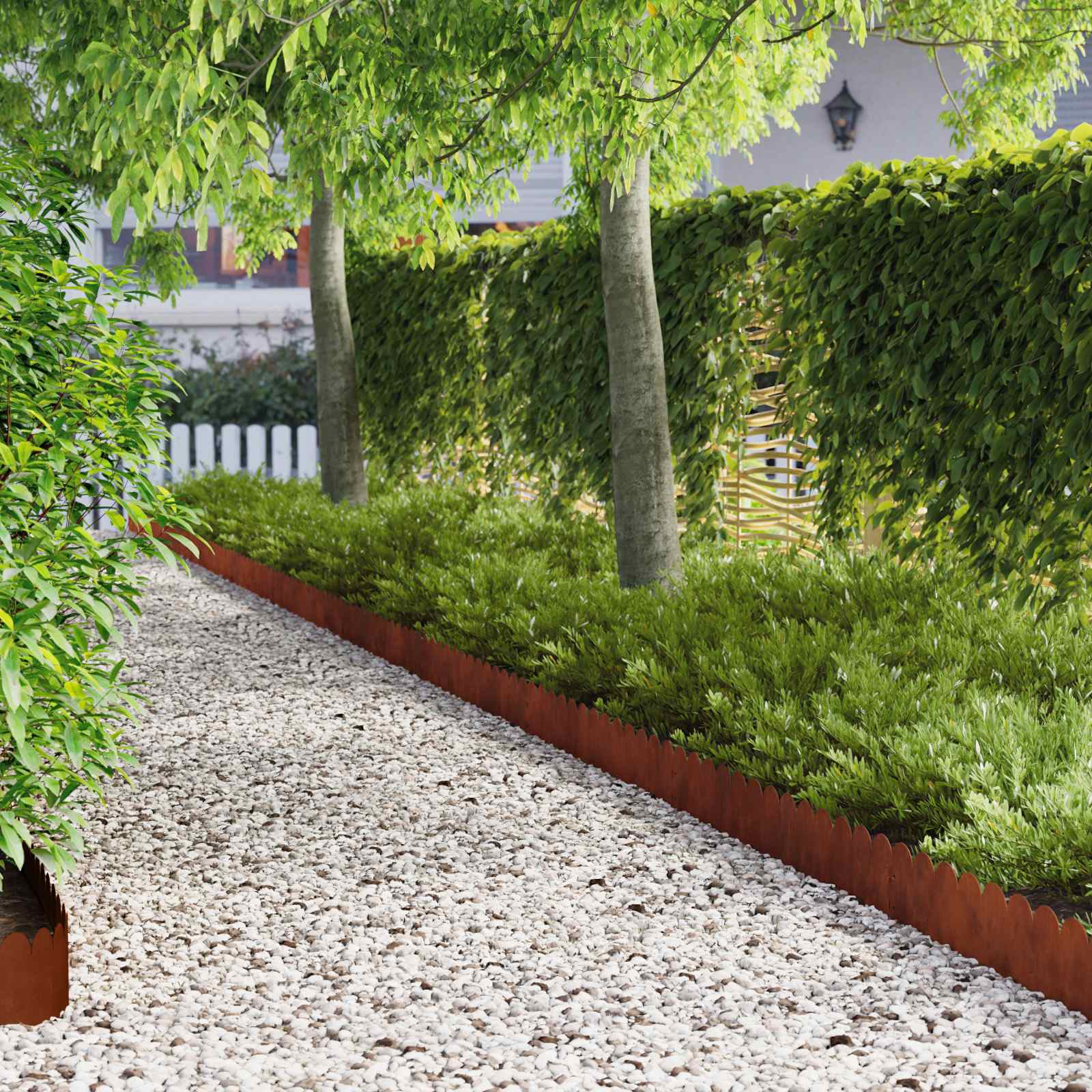 Lawn Edge Sharp&Round Top 10 pcs 103x20cm Steel Rusty