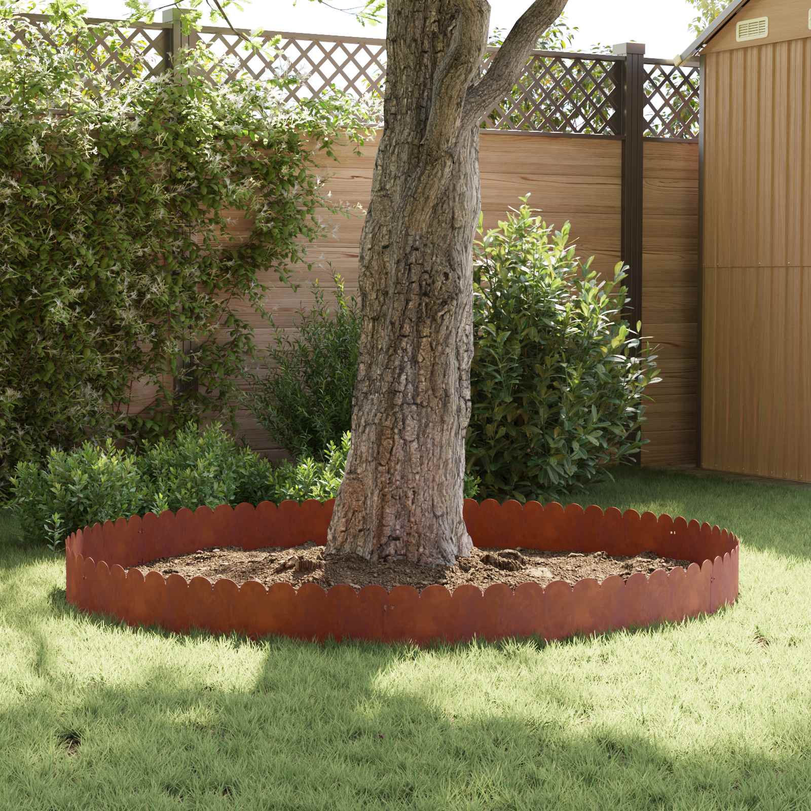 Lawn Edging 10 pcs 103 x 25 cm Steel Rusty