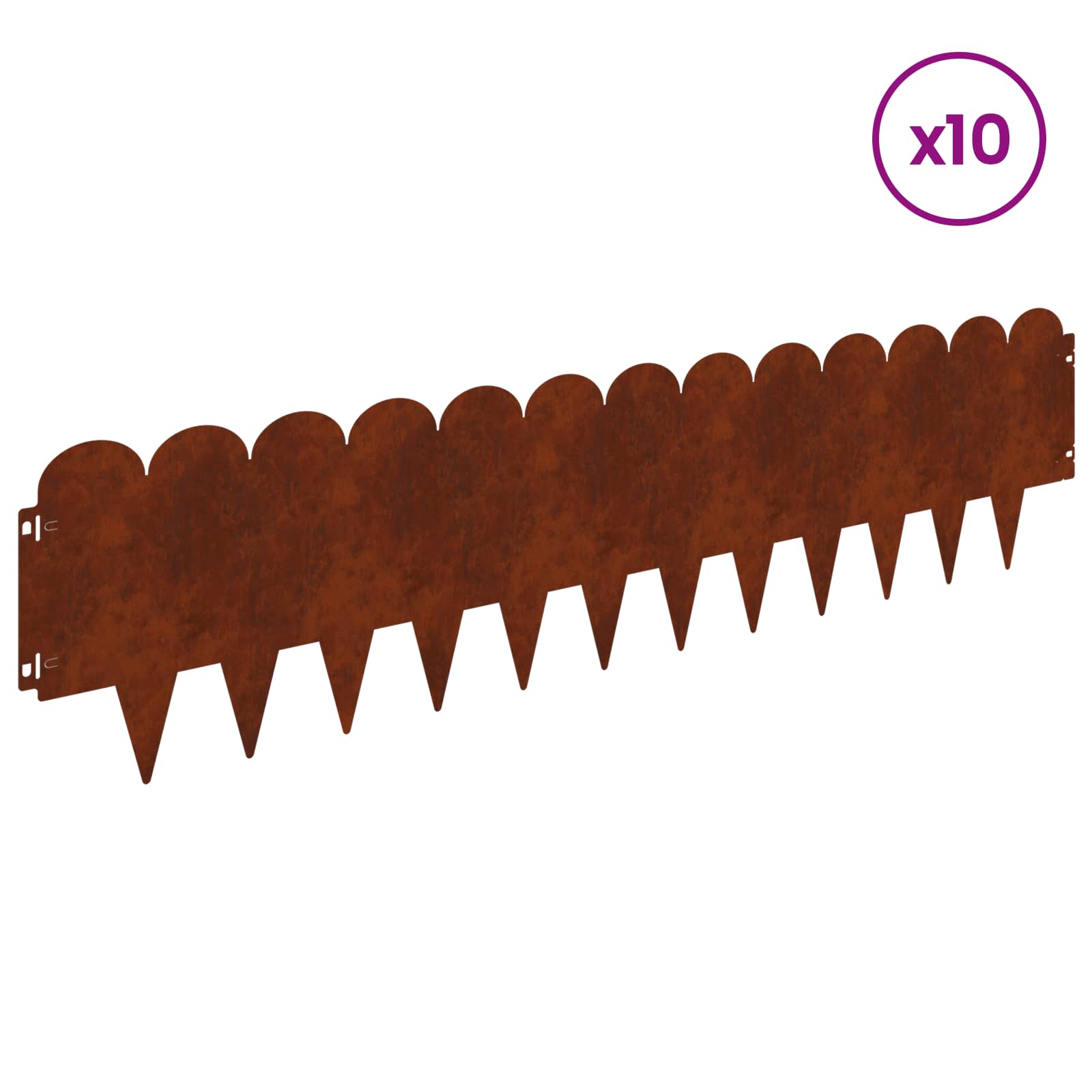 Lawn Edging 10 pcs 103 x 25 cm Steel Rusty