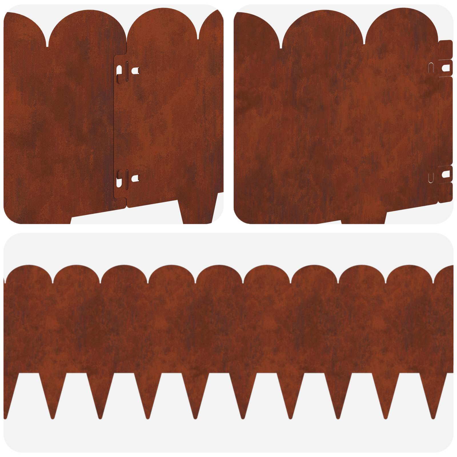 Lawn Edging 20 pcs 103 x 25 cm Steel Rusty