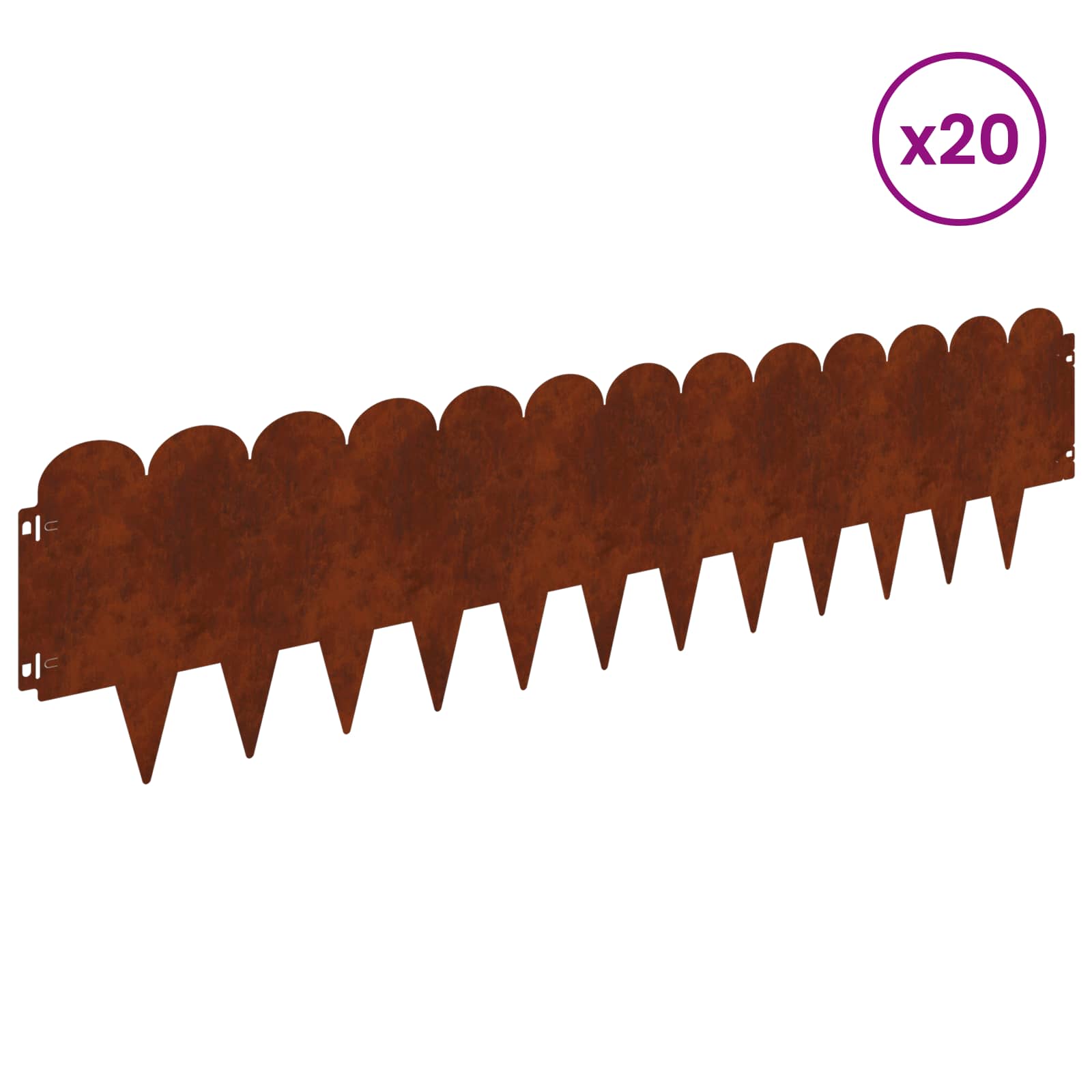 Lawn Edging 20 pcs 103 x 25 cm Steel Rusty