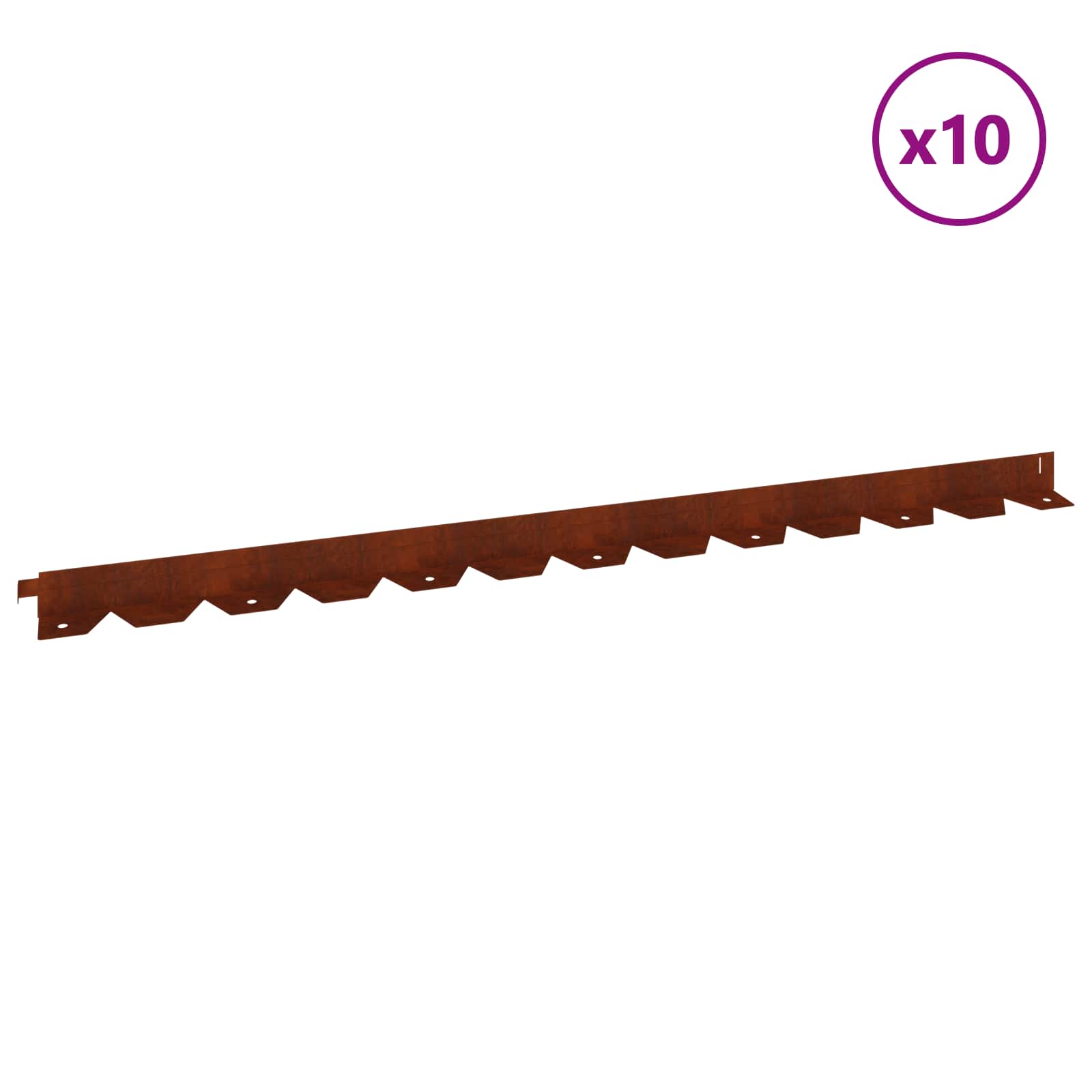 Lawn Edging 10 pcs 102 x 4 x 4 cm Weathering Steel Rusty