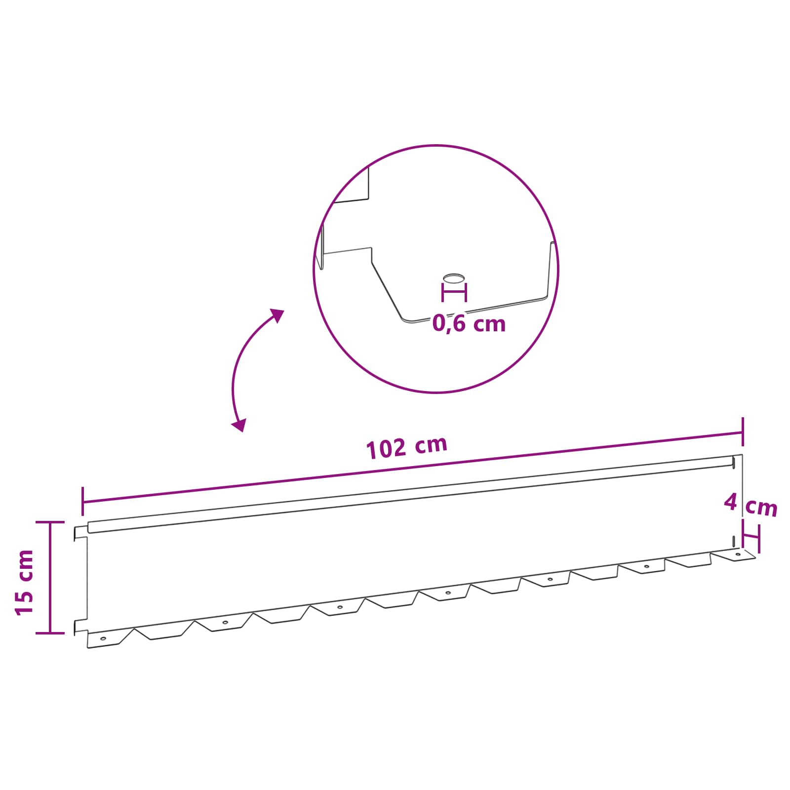 Lawn Edging 10 pcs 102 x 15 x 4 cm Steel Rusty