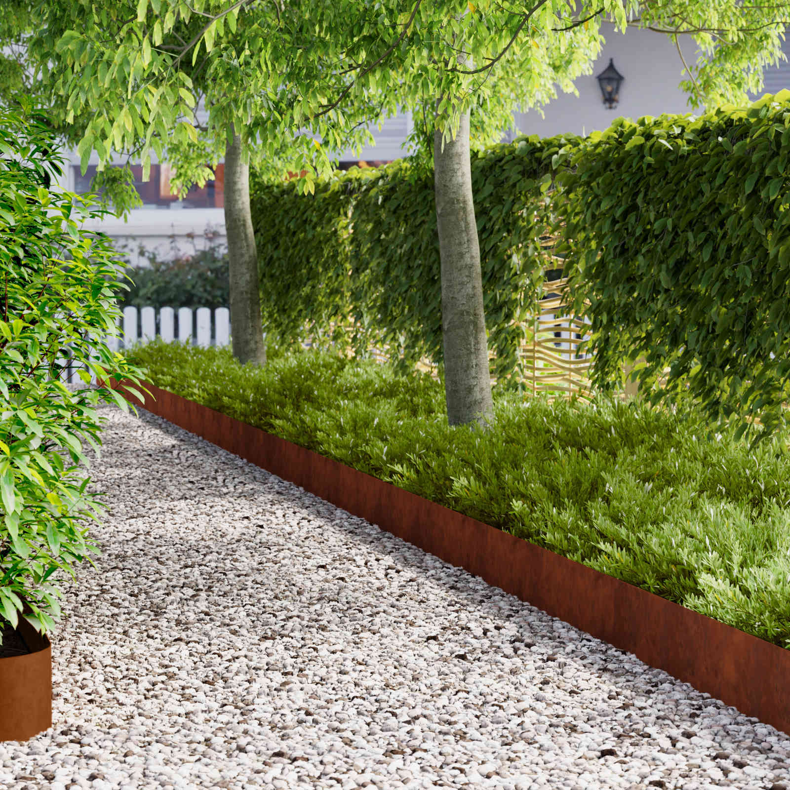 Lawn Edging 20 pcs 102 x 15 x 4 cm Steel Rusty