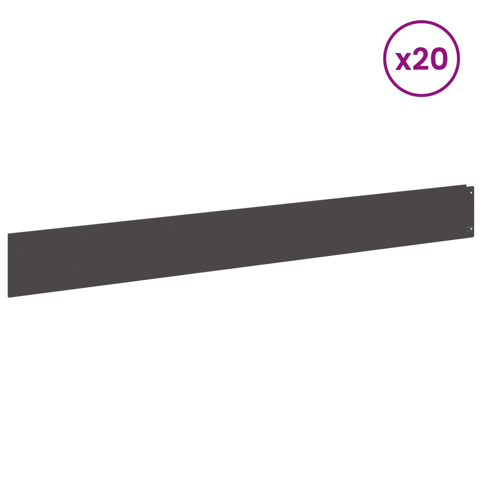 Lawn Edging 20 pcs 100 x 12 cm Steel Black