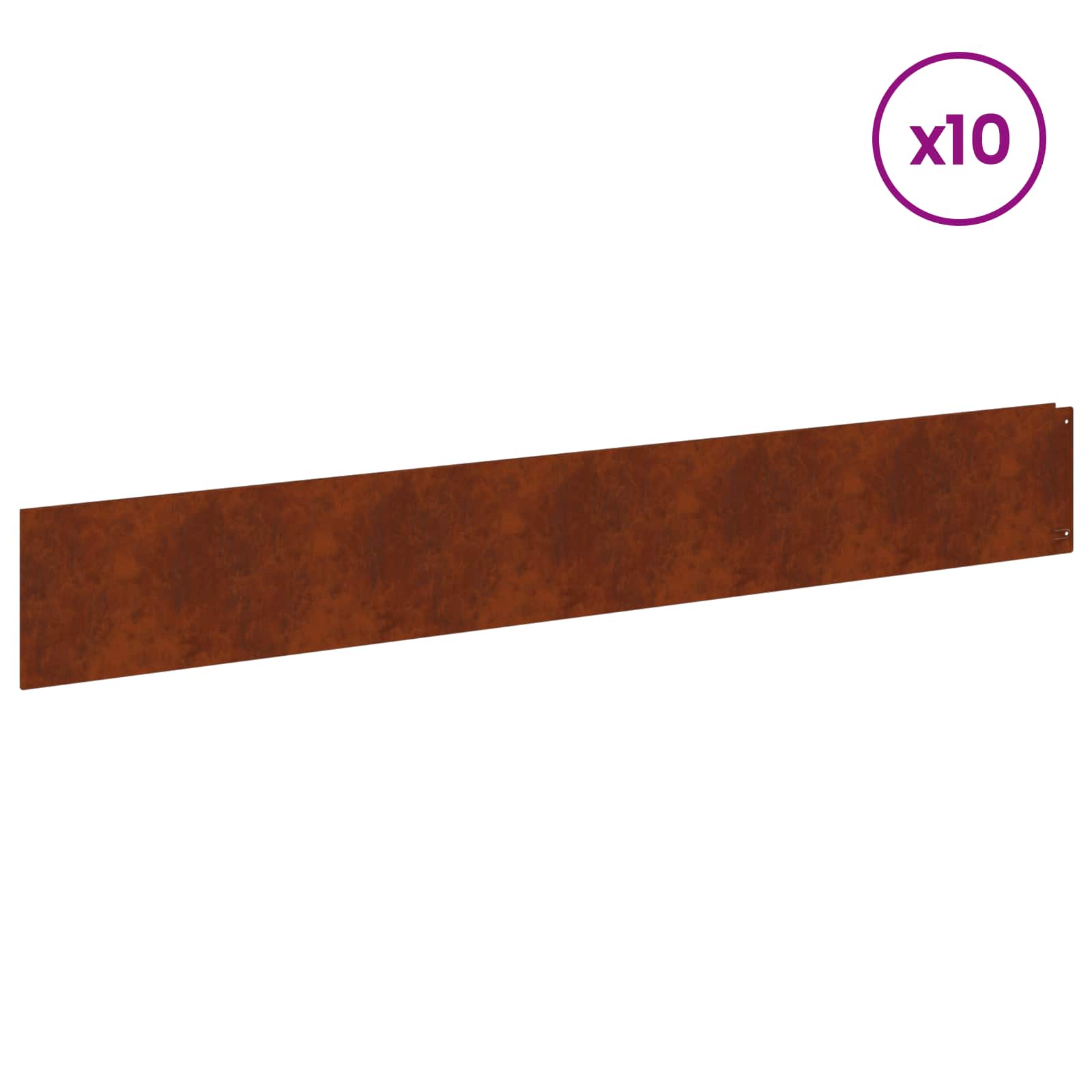 Lawn Edge with Top Fold 10 pcs 100x15cm Steel Rusty