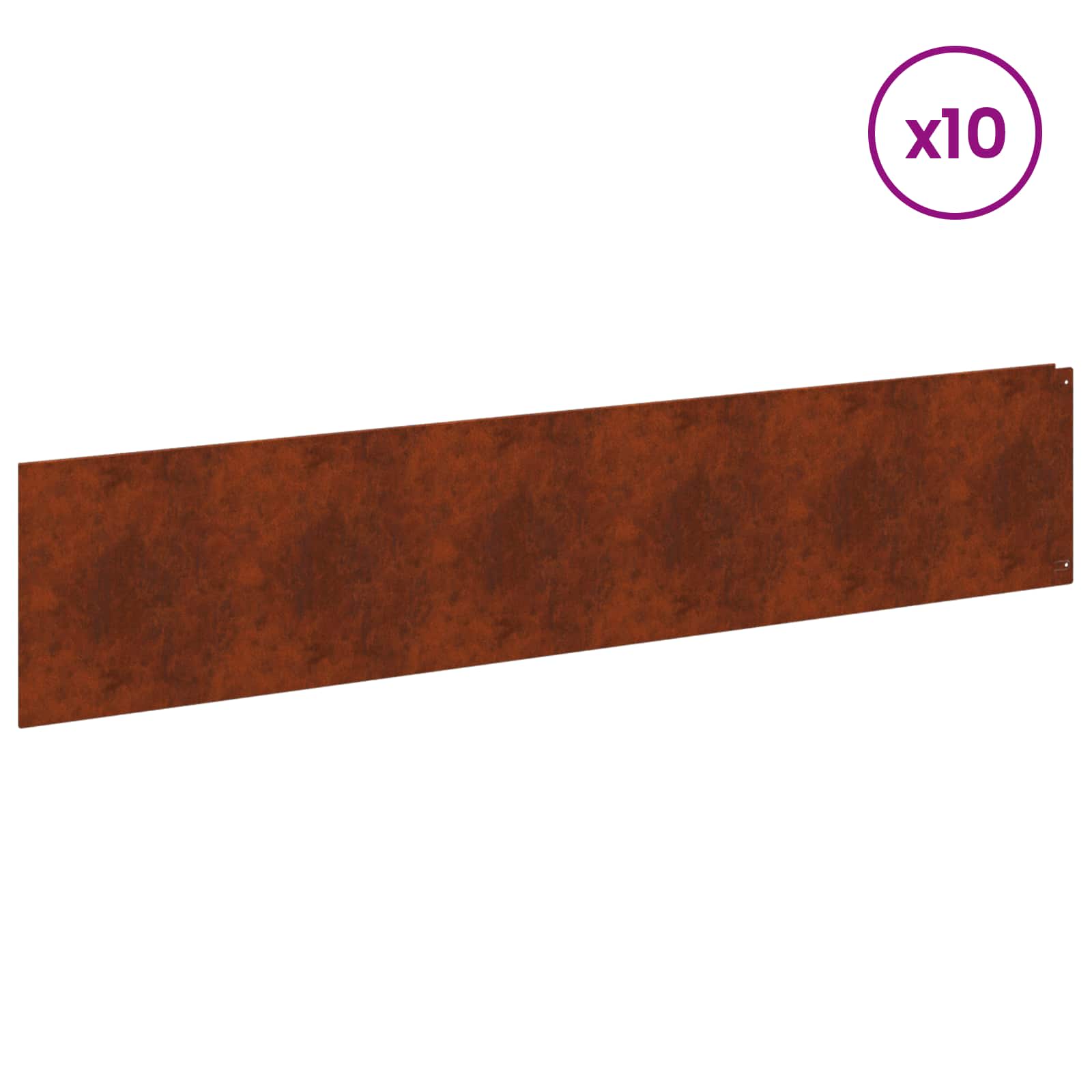 Lawn Edging 10 pcs 100 x 22 cm Steel Rusty
