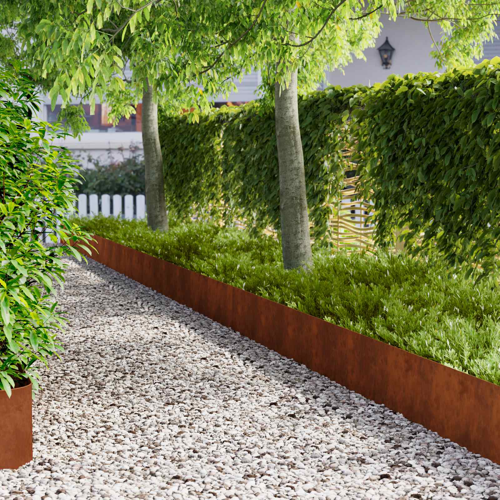 Lawn Edging 20 pcs 100 x 22 cm Steel Rusty