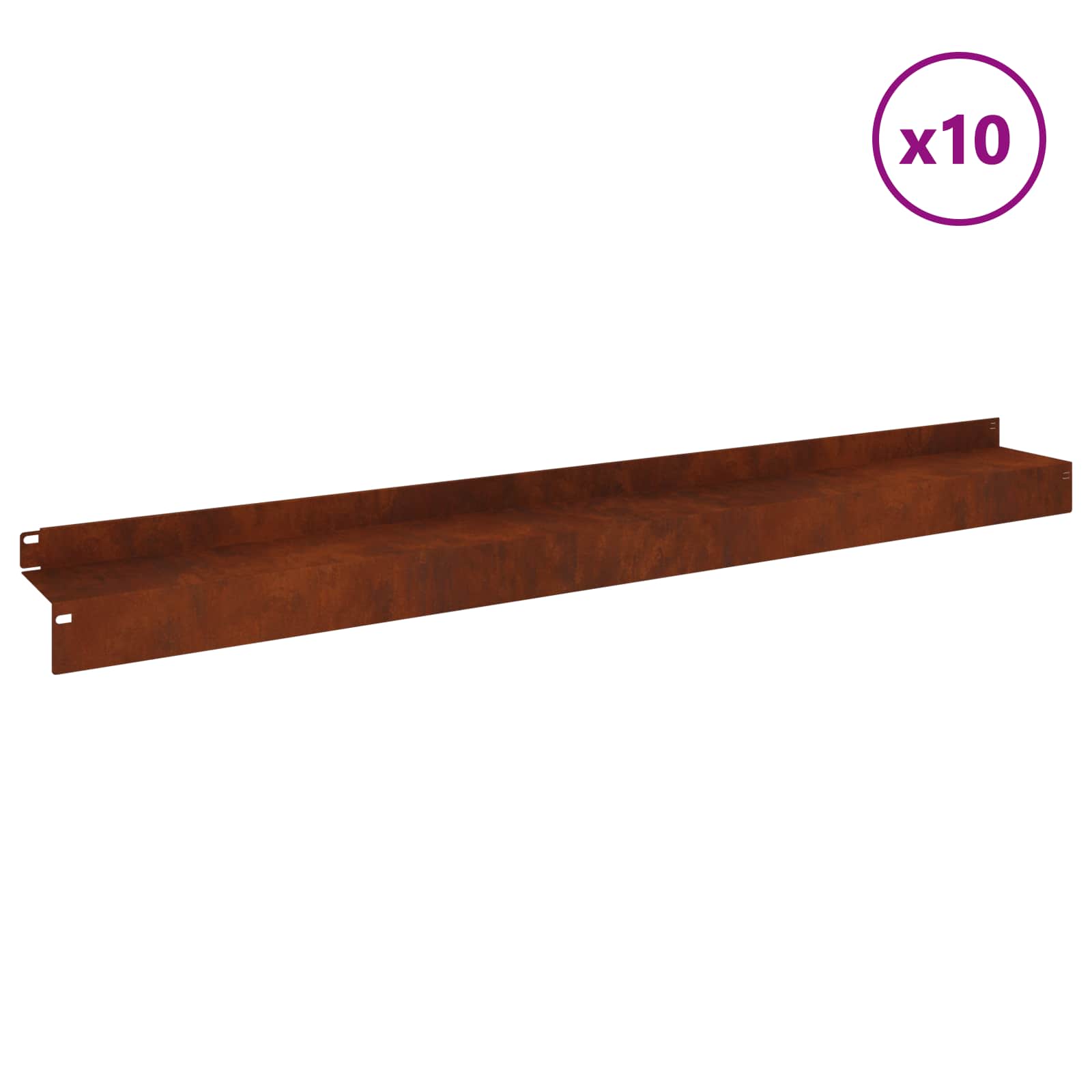 Lawn Edging 10 pcs 100 x 10 x 8 cm Steel Rusty