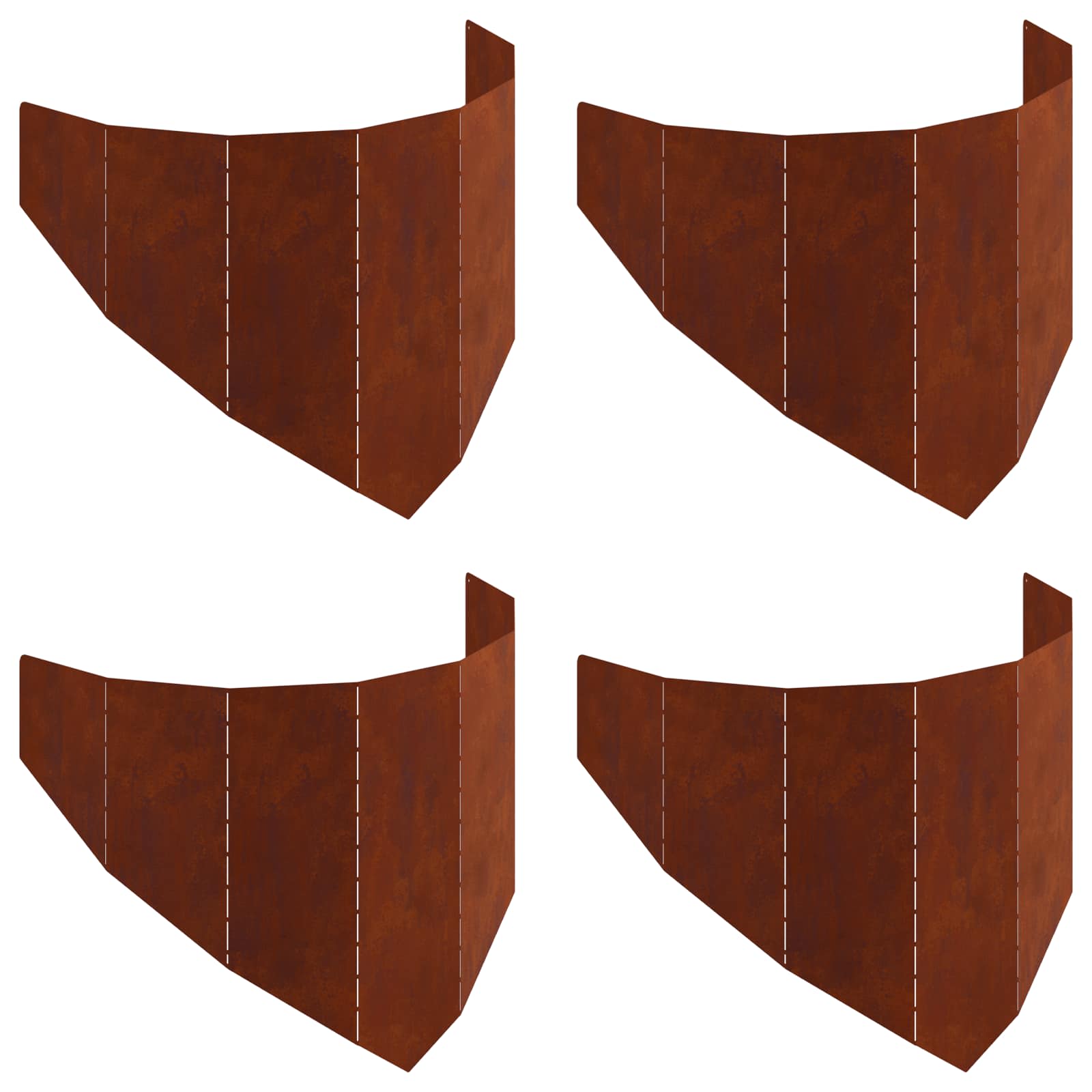 Lawn Edging 4 pcs 100 x 45 cm Steel Rusty