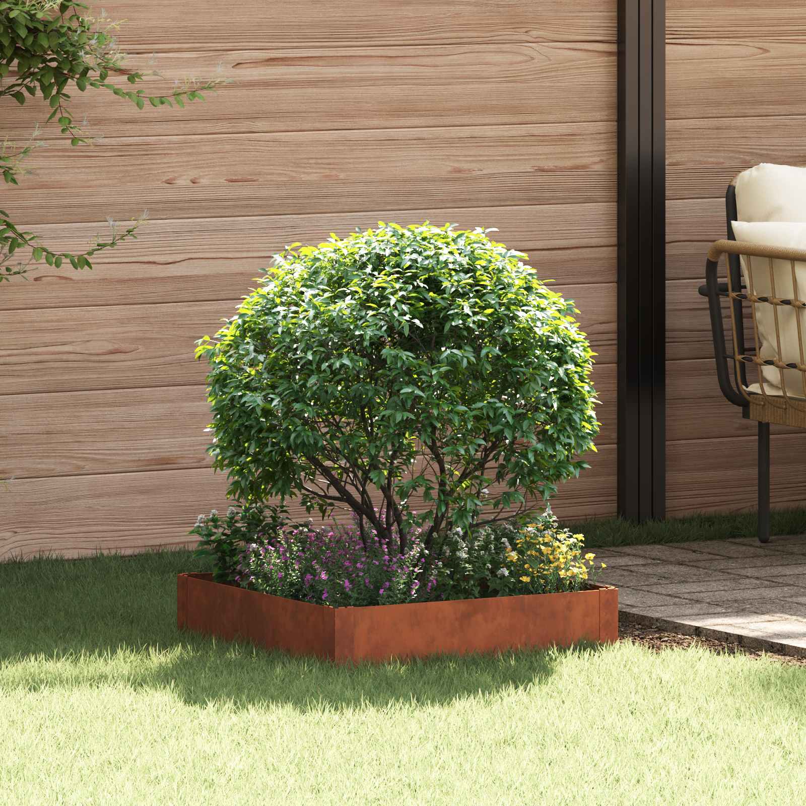 Lawn Edging 60 x 60 x 20 cm Steel Rusty