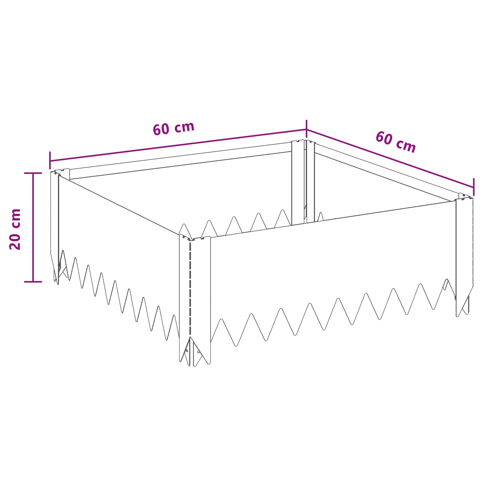 Lawn Edging 60 x 60 x 20 cm Steel Rusty