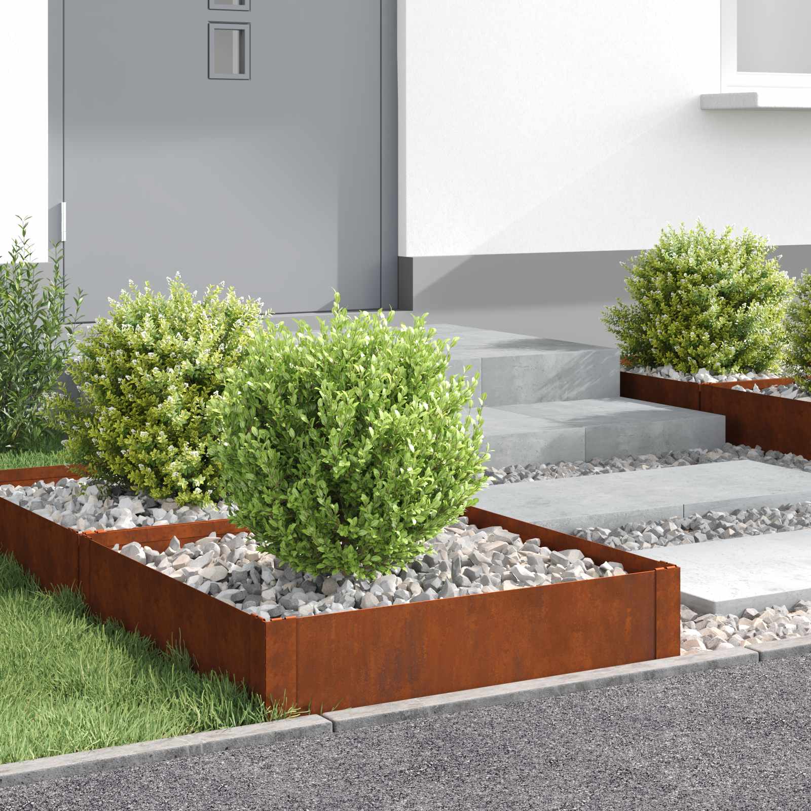 Lawn Edging 4 pcs 60 x 60 x 20 cm Steel Rusty