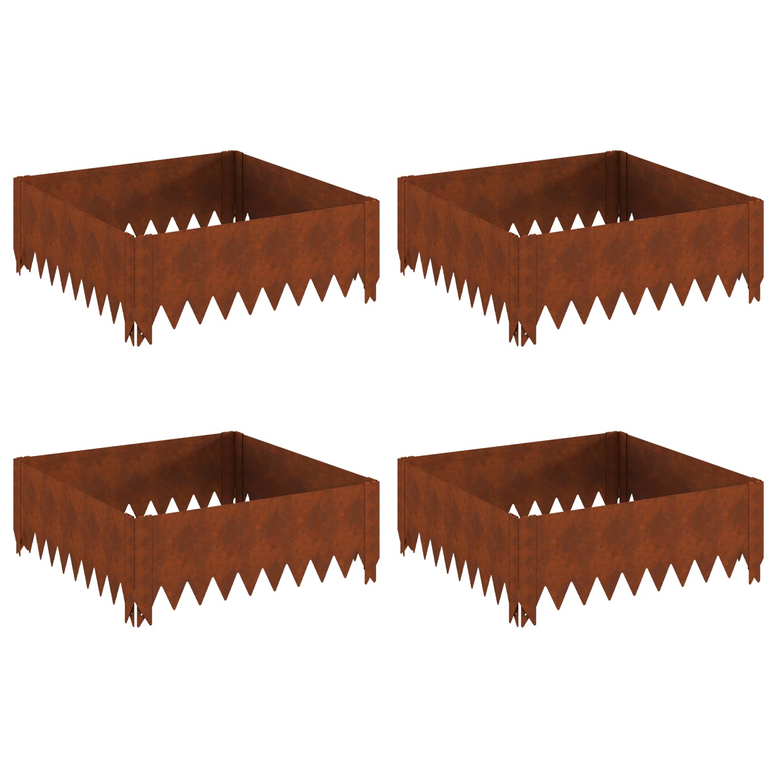 Lawn Edging 4 pcs 60 x 60 x 20 cm Steel Rusty