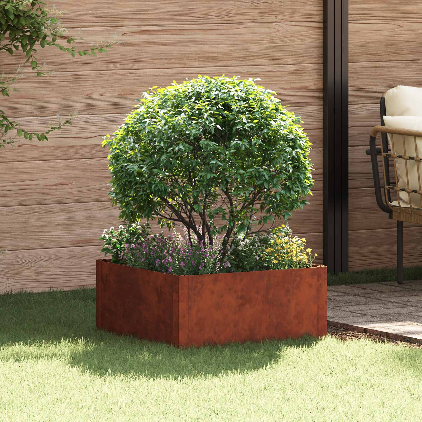 Lawn Edging 60 x 60 x 35 cm Steel Rusty